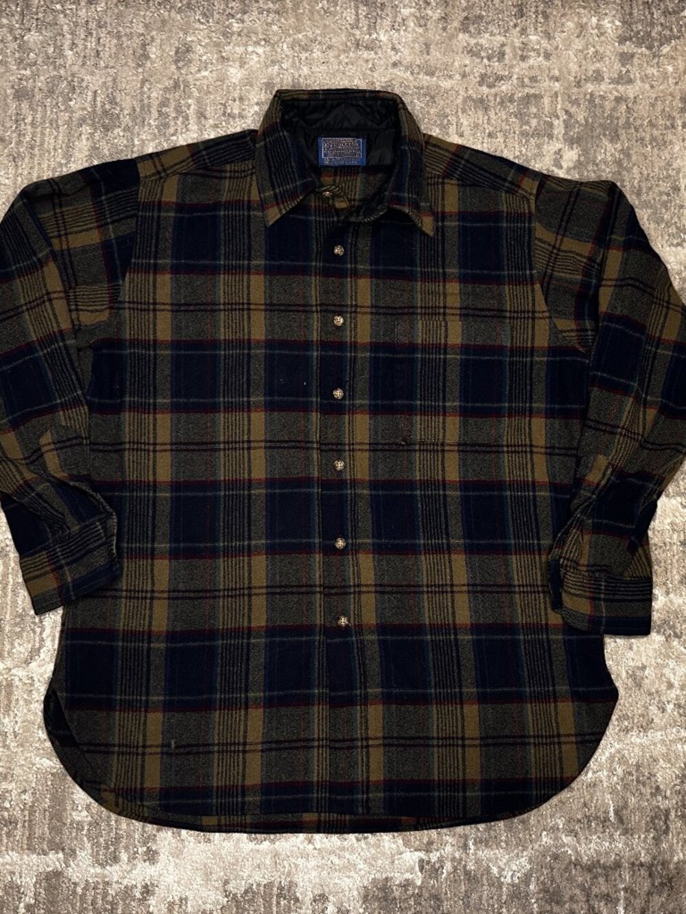 Vintage Pendleton 100% Virgin Wool Plaid Flannel Button Up Shacket Shirt Large